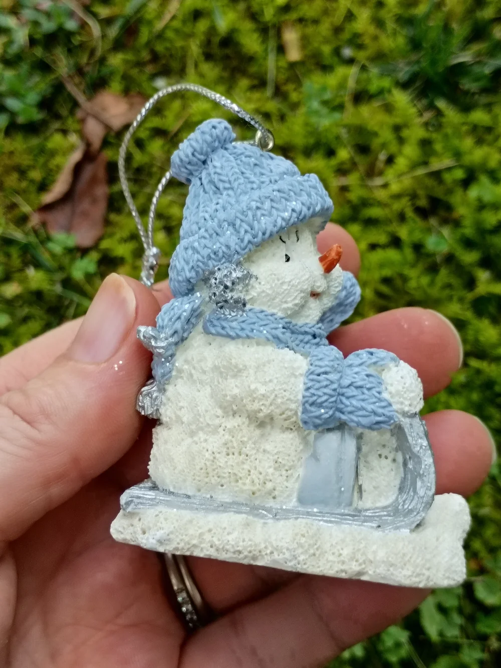 1999 Encore Snow Buddies Tobogannin’ Sledding Snowman Christmas Figure Ornament